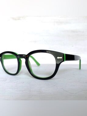 New Bold Acetate +1.00 Reading Glasses Green Black Horn rim Unisex